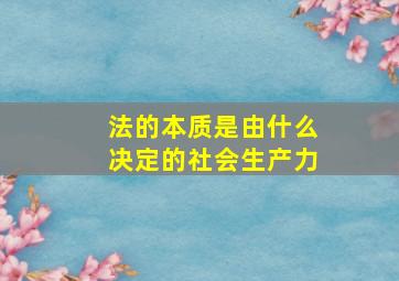 法的本质是由什么决定的社会生产力