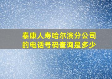 泰康人寿哈尔滨分公司的电话号码查询是多少