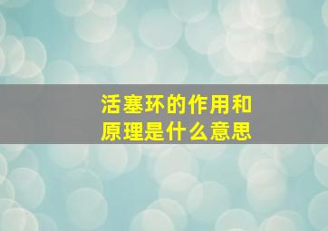 活塞环的作用和原理是什么意思