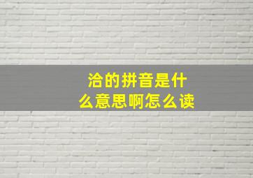 洽的拼音是什么意思啊怎么读