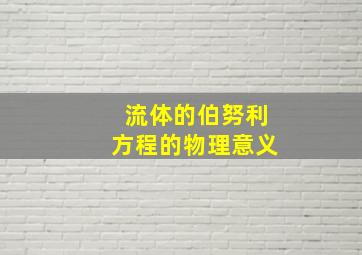 流体的伯努利方程的物理意义