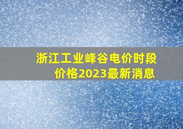 浙江工业峰谷电价时段价格2023最新消息