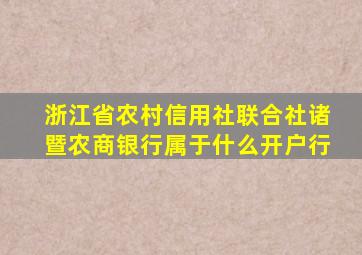 浙江省农村信用社联合社诸暨农商银行属于什么开户行