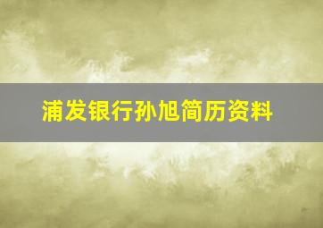 浦发银行孙旭简历资料