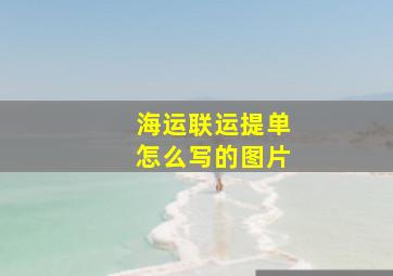 海运联运提单怎么写的图片