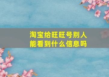 淘宝给旺旺号别人能看到什么信息吗