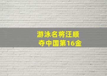 游泳名将汪顺夺中国第16金