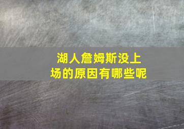 湖人詹姆斯没上场的原因有哪些呢