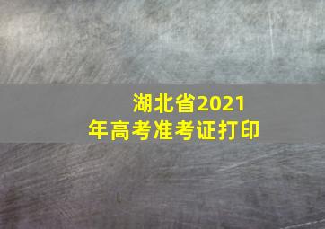 湖北省2021年高考准考证打印