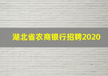 湖北省农商银行招聘2020