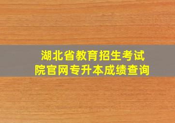 湖北省教育招生考试院官网专升本成绩查询