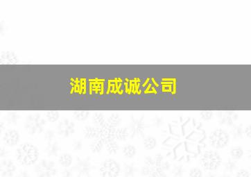 湖南成诚公司