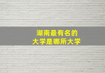 湖南最有名的大学是哪所大学