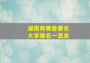 湖南有哪些著名大学排名一览表