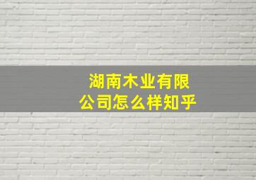 湖南木业有限公司怎么样知乎