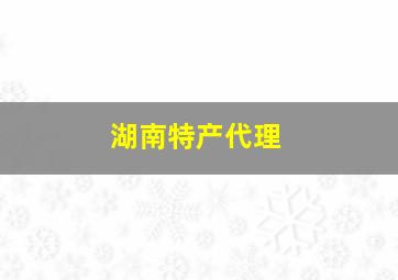 湖南特产代理