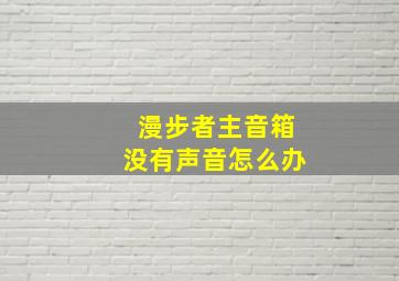 漫步者主音箱没有声音怎么办