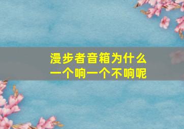 漫步者音箱为什么一个响一个不响呢