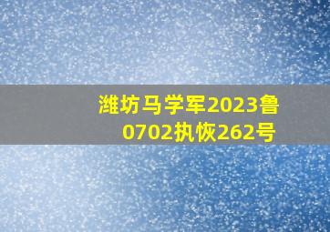 潍坊马学军2023鲁0702执恢262号