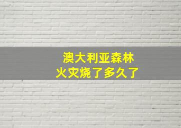 澳大利亚森林火灾烧了多久了