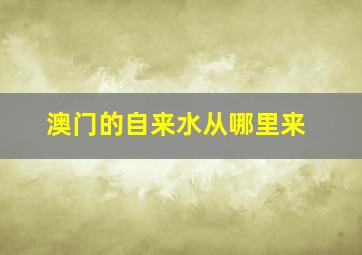 澳门的自来水从哪里来