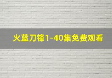 火蓝刀锋1-40集免费观看