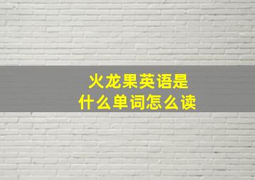 火龙果英语是什么单词怎么读