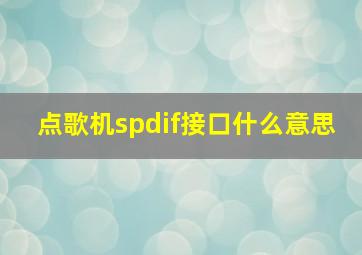 点歌机spdif接口什么意思