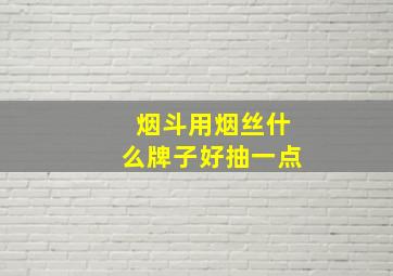 烟斗用烟丝什么牌子好抽一点