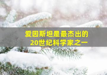 爱因斯坦是最杰出的20世纪科学家之一