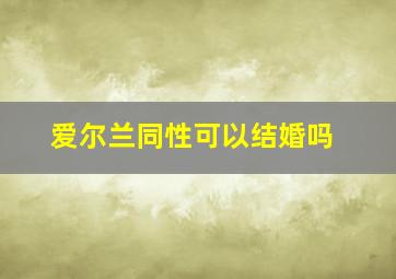 爱尔兰同性可以结婚吗