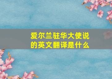 爱尔兰驻华大使说的英文翻译是什么