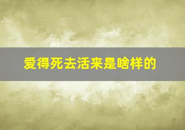 爱得死去活来是啥样的