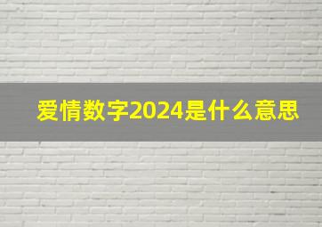 爱情数字2024是什么意思