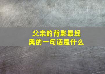 父亲的背影最经典的一句话是什么