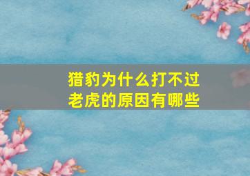 猎豹为什么打不过老虎的原因有哪些