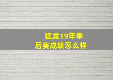 猛龙19年季后赛成绩怎么样