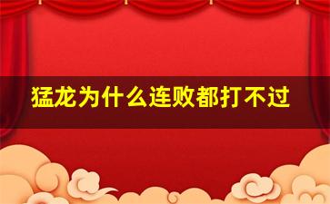 猛龙为什么连败都打不过