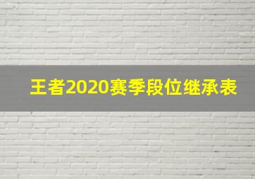 王者2020赛季段位继承表