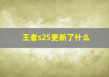 王者s25更新了什么