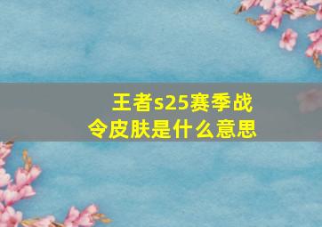 王者s25赛季战令皮肤是什么意思