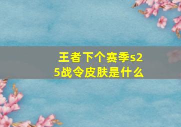 王者下个赛季s25战令皮肤是什么