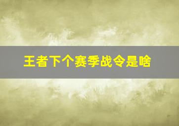 王者下个赛季战令是啥