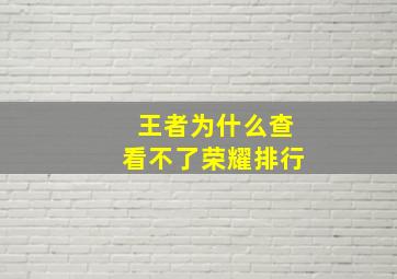 王者为什么查看不了荣耀排行