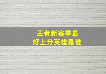 王者新赛季最好上分英雄是谁