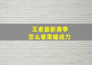 王者最新赛季怎么看荣耀战力