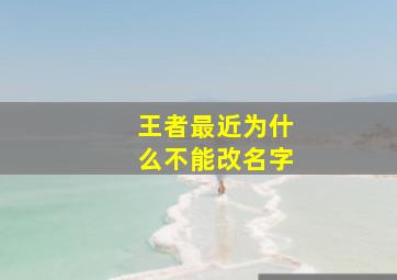 王者最近为什么不能改名字