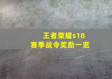 王者荣耀s18赛季战令奖励一览