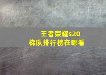 王者荣耀s20梯队排行榜在哪看