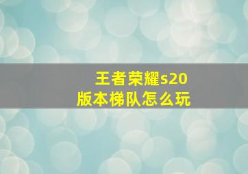 王者荣耀s20版本梯队怎么玩